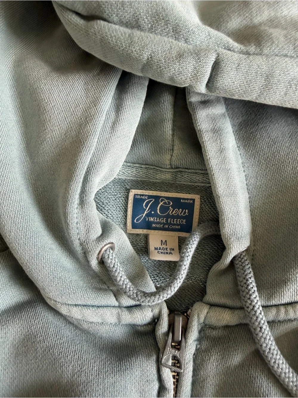 J. Crew Light Sage Green Vintage Fleece Zip Hoodie